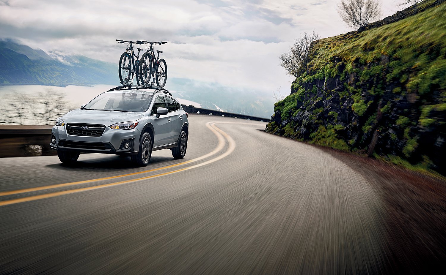 2018 Subaru Crosstrek with Bicycles on Roof Rack.