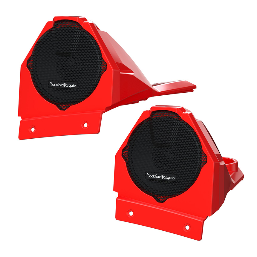 Polaris Slingshot Stage 3 Roll Hoop Audio by Rockford Fosgate in Red Pearl.