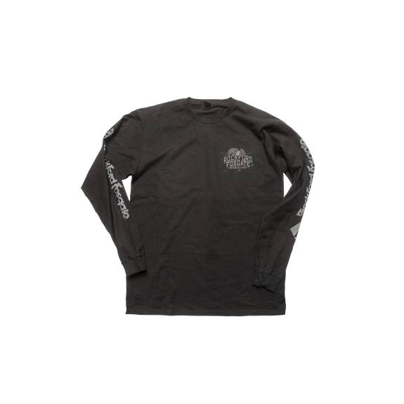 Front View of Black Rockford Fosgate Long Sleeve Motorcycle Audio Shirt