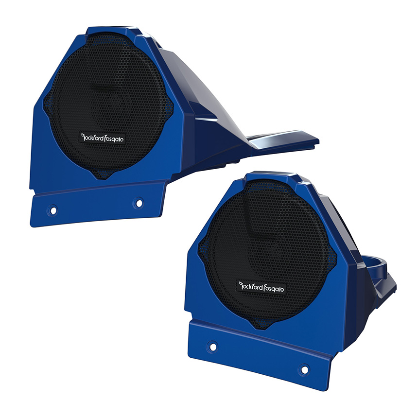 Polaris Slingshot Stage 3 Roll Hoop Audio by Rockford Fosgate in Blue Metallic.